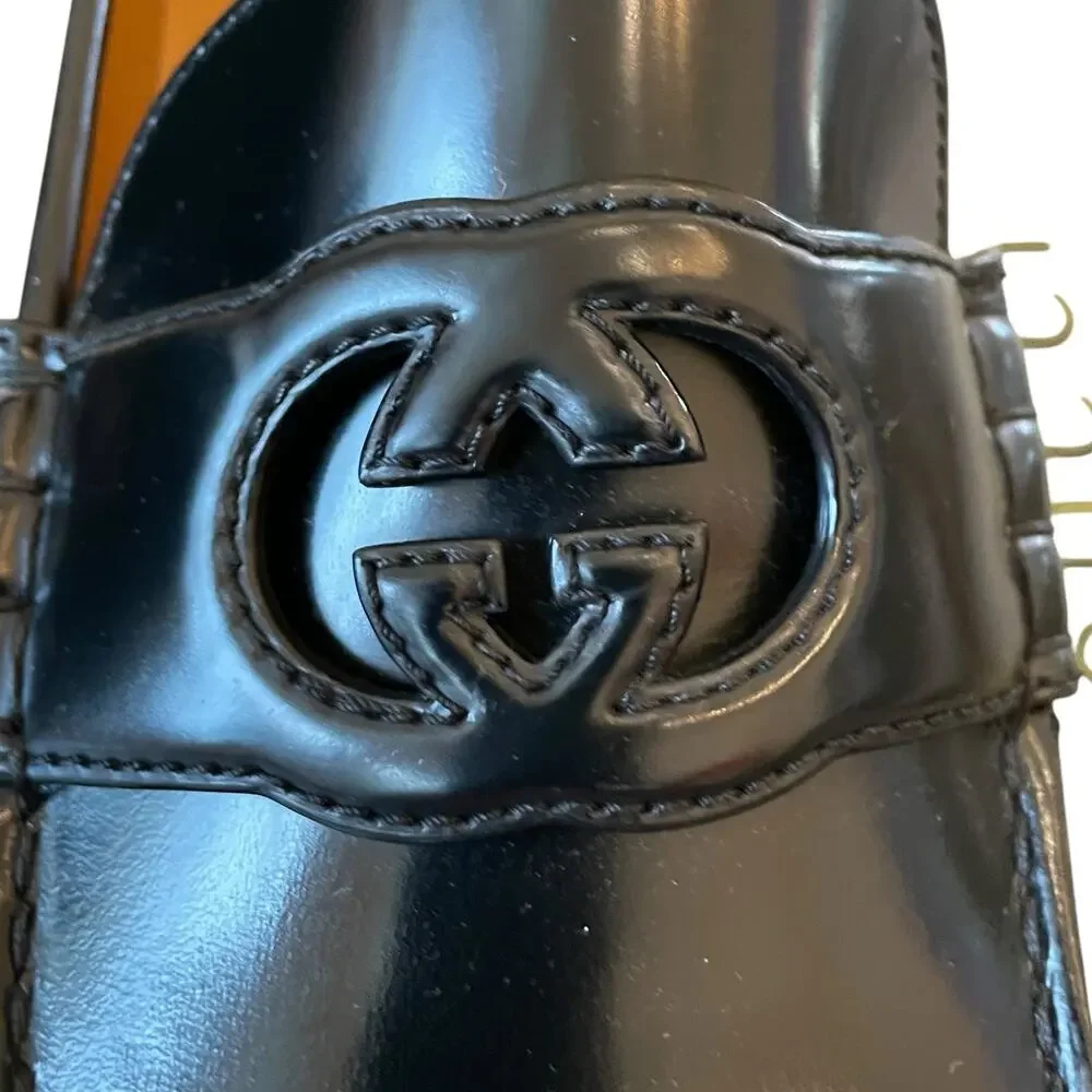 Gucci Interlocking G Loafer Millennial Ribot Black Mens 12 | US 12.5 New